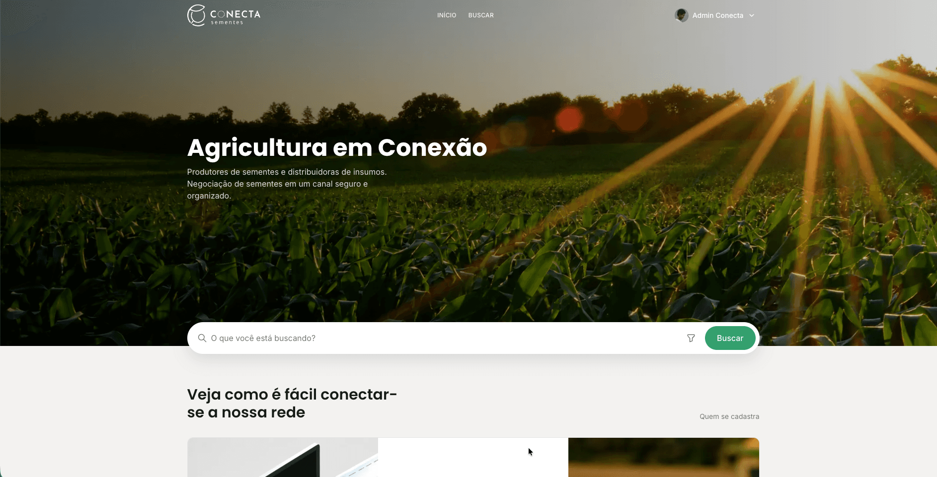 Conecta Sementes Marketplace — Plataforma de Compra, Venda e Negociação de Sementes — 1/4